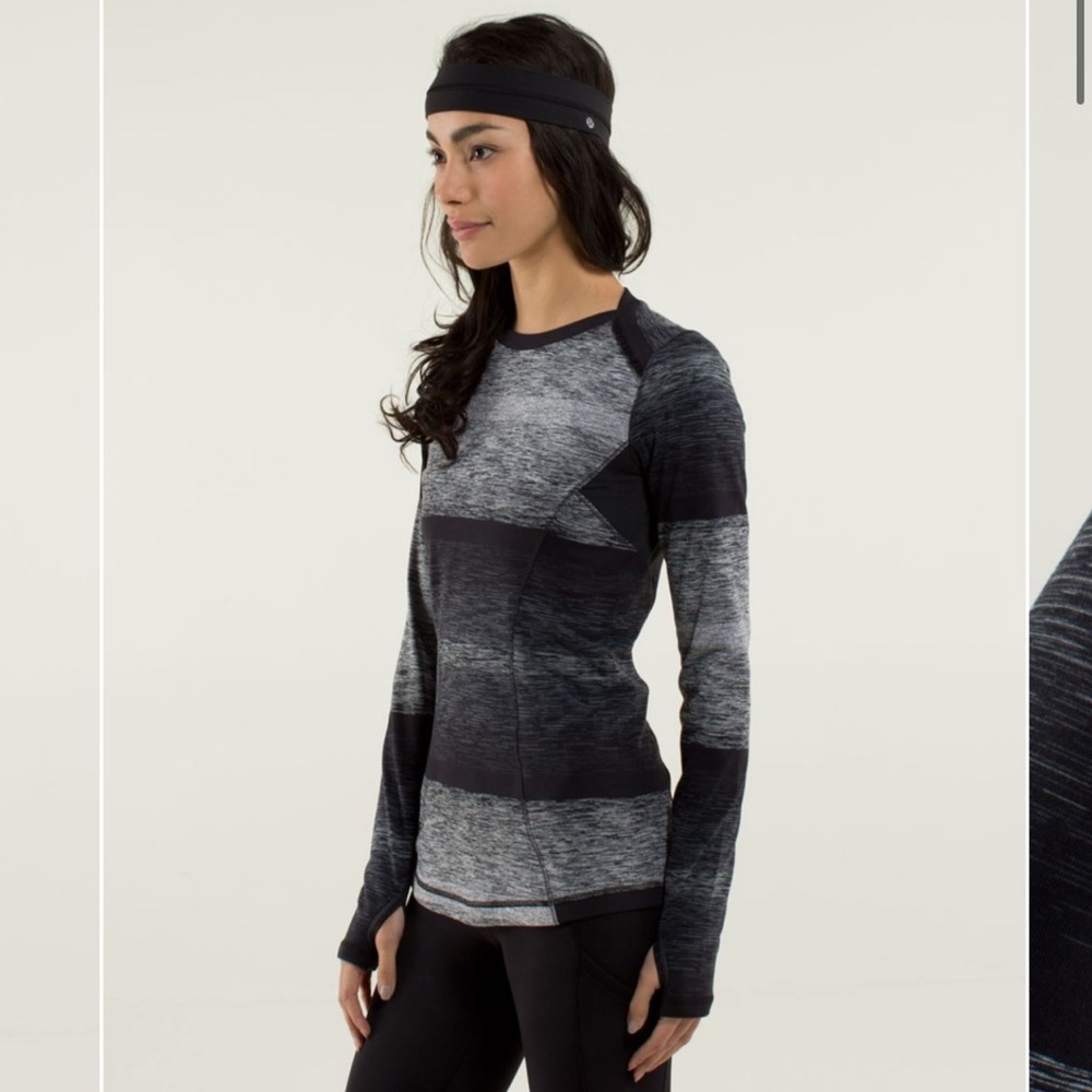 Lululemon Base Runner Long Sleeve Sz 6 in Black/Black Stripe